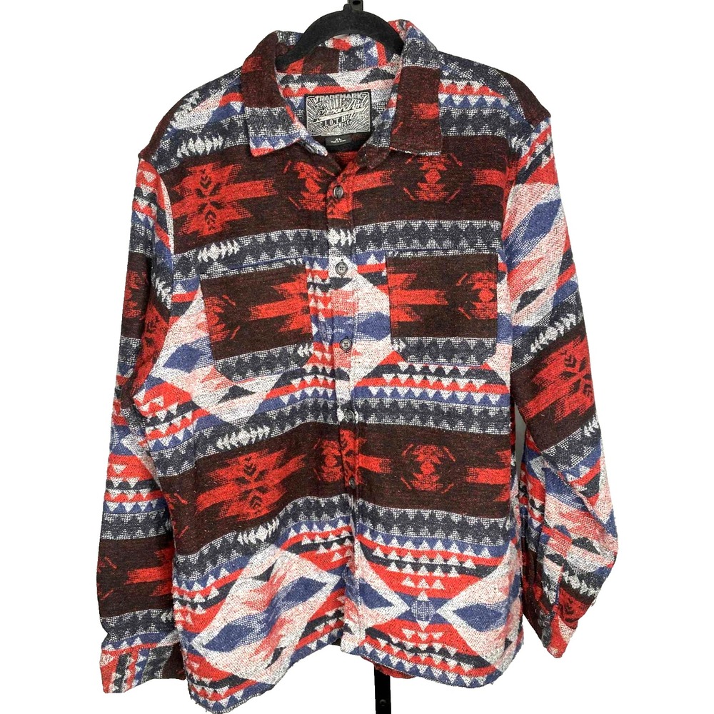 Brooklyn Cloth Mfg Co women's jacquard shacket size XL southwestern aztec barn